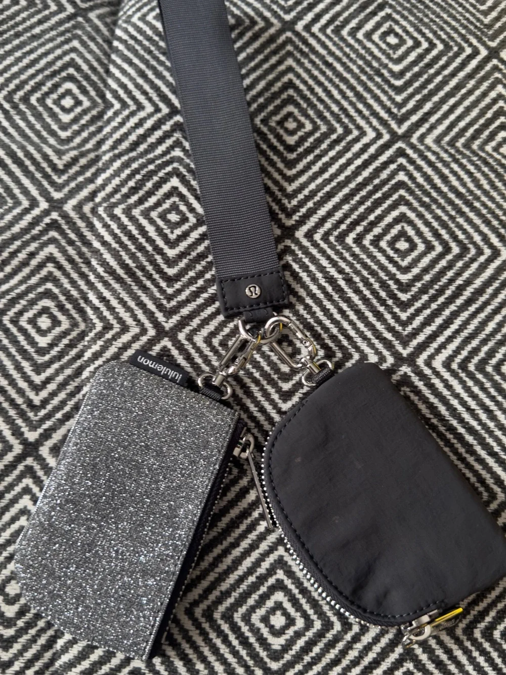 lululemon athletica Black Dual Wristlet with Silver Sparkle Card holder - Picture 2 of 3